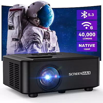 4K Projector 40000LMS 1080P 3D 5G WiFi Bluetooth Video Home Theater 230  Display • $89.99