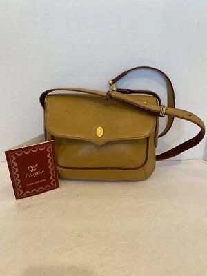 $149.99 • Buy MUST DE CARTIER 2C Logo Trinity Shoulder Bag Leather Bordeaux Ocher 64MS576