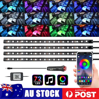 4in1 RGB 72 LED Car Interior Footwell Lights Strip Lamp Music Bluetooth Control • $23.99