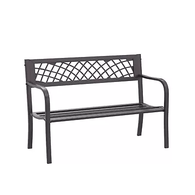 FDW Patio Metal Park Bench With Armrests Sturdy Steel Frame Furniture For Yar... • $101.45