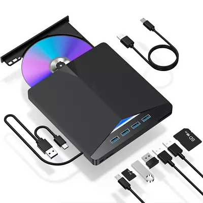 External CD/DVD Player Drive 7 In 1 Desktop Laptop Mac MacOS PC Windows Linux💿 • $20.50