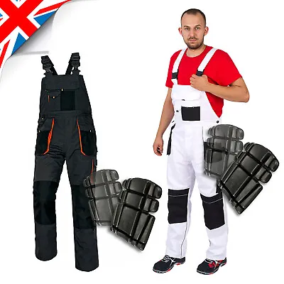 MEN WORK TEOUSERS Bib & Brace Overalls Dungarees Grey Or White For Painting New • £20.95