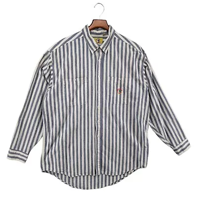 Vtg Duck Head Cotton Shirt Mens Blue White Striped Long Sleeve Made In USA Sz XL • $14.99