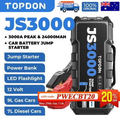$199 • Buy TOPDON JS3000 3000A Jump Starter Portable Battery Booster Jumper Box Powerbank