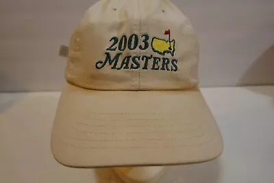 Vintage 2003 Masters  Golf - Solid Back  - Strap Back Hat In Beige/Gree Color • $14.95