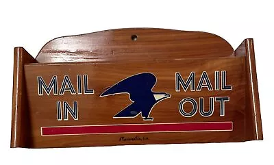 Vintage USPS Mail Organizer Wood Eagle Placerville Ca Mail In Mail Out • $32.49