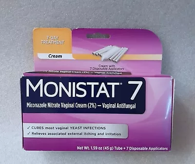 MONISTAT 7 Miconazole Yeast Infection Cream Suppositories 7-Day Expires 7/2024 • $4.99