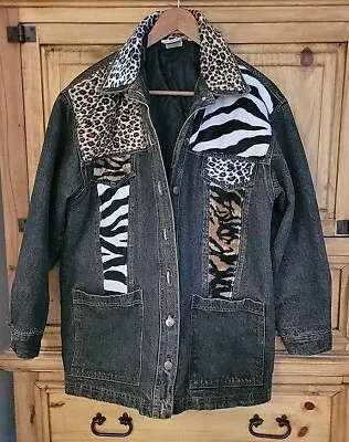 Cervelle Denim Coat/Jacket-Size S- Animal Print Cheetah Leopard Zebra-VINTAGE • $63.90