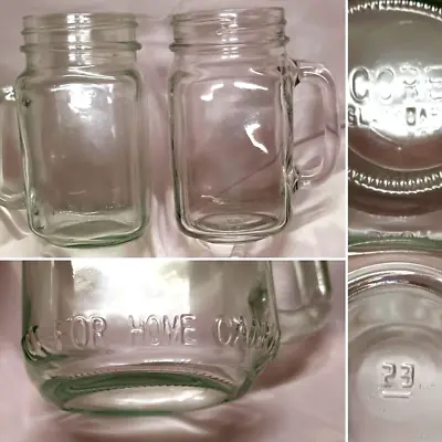 Set Of 2 Clear 16 Oz 1 Pint Mason Drinking Jars With Handles Diy Craft Ready • $24.50