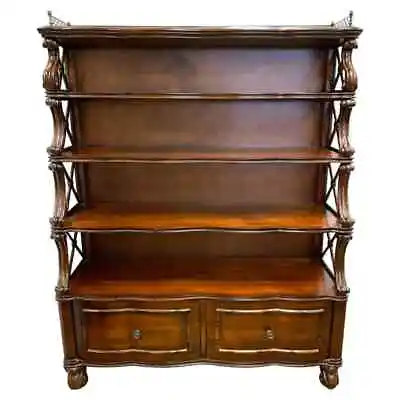 Hooker Mahogany Faux Bamboo  Bookcase Etagere Shelving Unit Cabinet • $1449