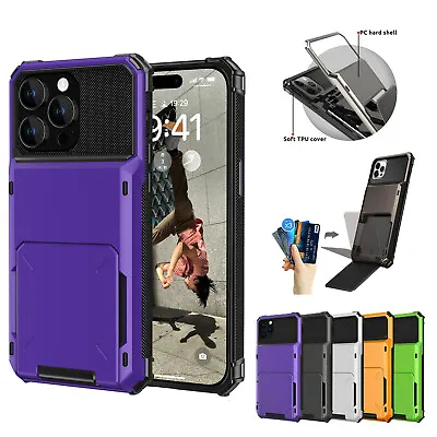 Case For IPhone 15 14 Pro Max 11 13 12 7 8Plus XR Card With Holder Shockproof • £5.39