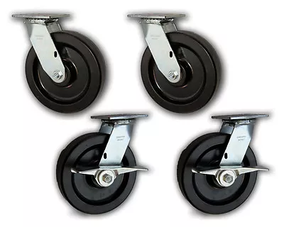 8  X 2  Heavy Duty Swivel Casters W/ Phenolic Wheels 5000# (4 PK; 2 With Brakes) • $82