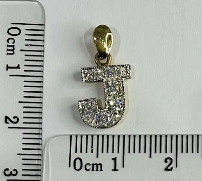 9ct Gold Cubic Zirconia Initial J Pendant New • $68.38