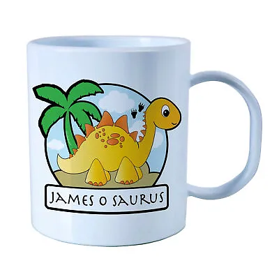 £10.99 • Buy Personalised Stegosaurus Plastic Mug Children's Birthday Gift Juice Cup Any Name