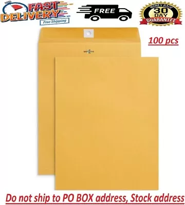 100 Pcs CLASP ENVELOPES 10x13 28lb Kraft Shipping Mailing Gummed Business Manila • $25.97