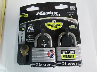 Master Lock Stainless Steel Laminated Padlock - 2 Common Keys 2 Pack 5SST • $24.95