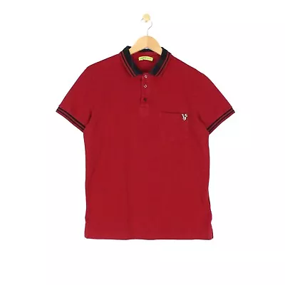 Versace Jeans Polo Shirt Red Short Sleeve Regular Fit Chest Pocket Mens Size 38 • $35.36