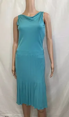 Y Yigal Vintage Cha Cha Dress Size 2 Blue Sleeveless Hi Lo Boat Neck Collar • $25