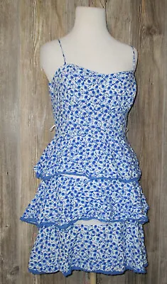 B. Smart Womens Blue White Floral Sleeveless Casual Dress Size 9/10 • $12.99