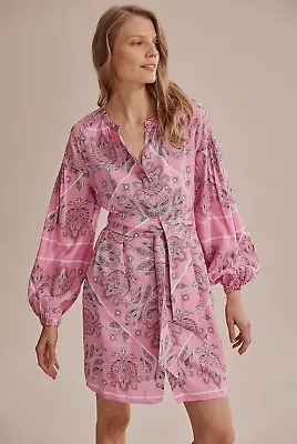 COUNTRY ROAD Pink Sorbet Paisley Print Shirt Dress Sz 4 (fits 6 8) [ls • $49