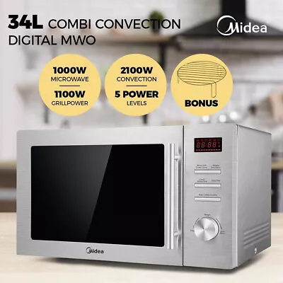 Midea 34L Combi Convection Digital Microwave - Silver • $379