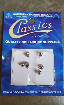 Dollhouse Miniature Knobs Silver Nickel For Door Or Drawer Pulls X6 1:12 Scale • $6.49