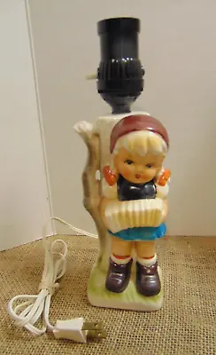 Vtg Child W/ Accordian Figurine Lamp Made In Japan - TESTED/WORKS (Hummel Like) • $25