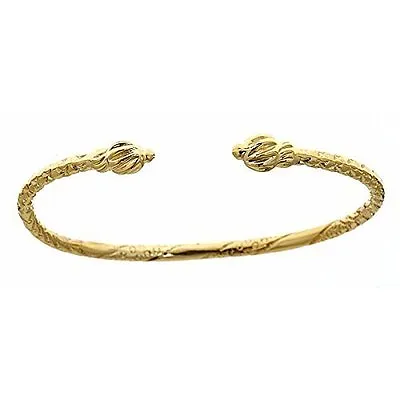 10K Yellow Gold BABY West Indian Bangle W. Coiled Ends (14 Grams) • $1001