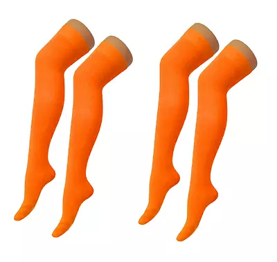 2 Pairs Orange Velma Cosplay Over The Knee Fancy Dress Costume Socks Cosplayer • £6.99