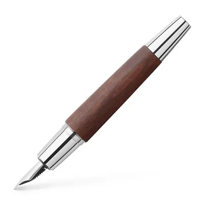 Faber-Castell E-Motion Fountain Pen In Wood & Chrome Dark Brown - Medium Point • $130