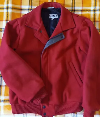Dash Brand Red Bomber Jacket Size 40 Pure Virgin Wool  • $29