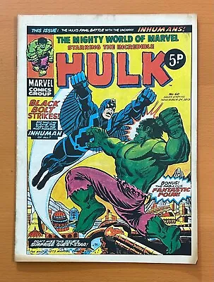 Mighty World Of Marvel #60 RARE MARVEL UK 1973. Stan Lee. FN+ Bronze Age Comic • £14.95