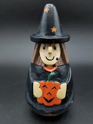 Midwest Cannon Falls Wooden Witch Holding Pumpkin Halloween Figurine  • $7.50
