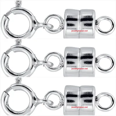 (3) 4.5mm 925 Sterling Silver MAGNETIC CLASP Converter Necklace 5mm Spring Ring • $15.95