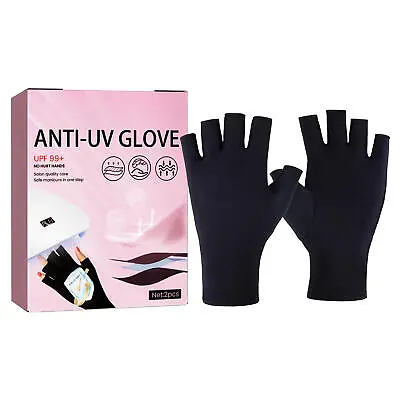 Anti UV Gloves For Gel Nail Lamp UV Protection Manicure Gloves Fingerless Black • $8.36