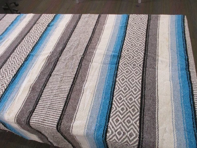 £20 • Buy Mexican Blanket, Throw, Rug, Grey Blue, Woven Stripe, Snuggle Blanket