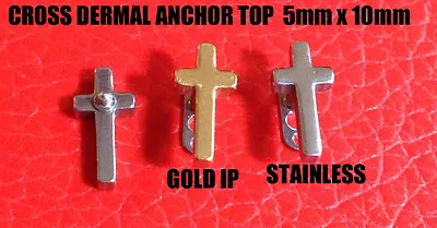 1 Cross Micro Dermal Flat Anchor Top Set 14 Ga Surgical Steel Or Gold Ip  • $12.66