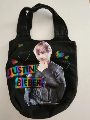 £19.65 • Buy Justin Bieber Tote Bag Purse 2011 Black Rainbow Magnetic Closure
