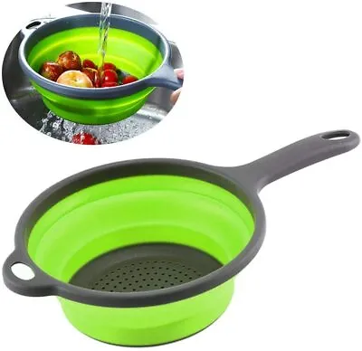 £6.99 • Buy Silicone Colander Collapsible Food Strainer Basket With Handle Drain Water BPA X