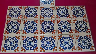 (17) Vintage Antique Glazed Decorative Ceramic Terracotta Art Accent Tile 6 X 6  • $100