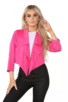 Ladies Cropped Style Waterfall Blazer Jacket Woman Coat Top  Plus Size Uk 8-26 • £8.73