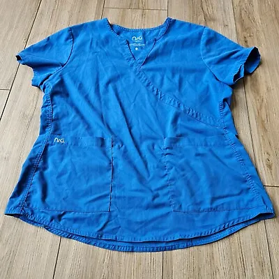 NrG By Barco Women's Scrub Top Bright Blue Size XL Two Front Pocket • $10