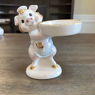 Mann Porcelain Pig Ashtray Figurine Carrying Platter Made In Japan Vintage  • $24.10