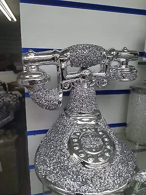 £27.99 • Buy Romany Crushed Diamond Telephone Crystal Silver Shelf Ornament Bling