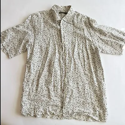 Ermenegildo Zegna 100% Linen Shirt Button Down Floral Short Sleeve XXL • $34