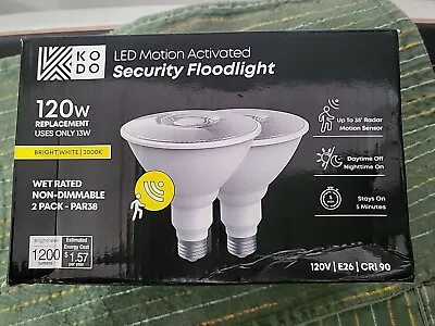 KODO 120-Watt PAR38 LED Motion Sensor Flood Light Bulb Bright White (2-Pack) NEW • $5.98