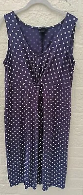 H&m Maternity Dress Sleeveless Polka Dots Knee Length  Round Neck Blue  Large L  • £5.90