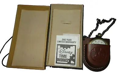 Disney Mickey Mouse Time Works Pocket Watch Leather Case • $119.99