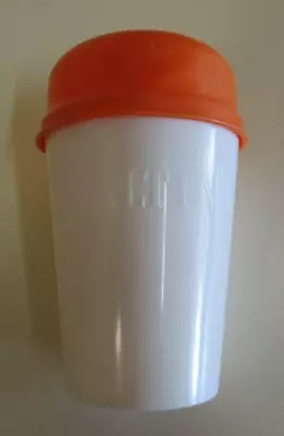 Ovaltine - Branded Plastic Cup And Lid - Orange And White - Vintage - 1960s • $19.95