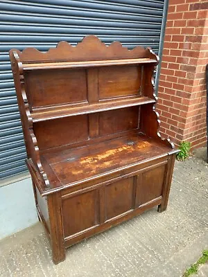 Early 20th Century Box Settle With Adapted Plate Rack Back. • £220